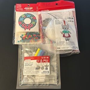 NEW 3x Creatology Kids Holiday Christmas Crafts Age 5/6 Beads Sewing Shrink Art